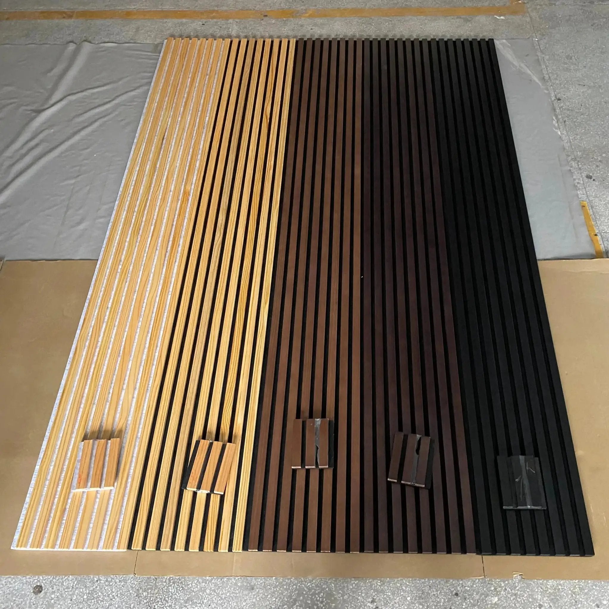 Hausvita Acoustic Solid Wood Slat Wall Panels, 2-panel box, light to dark finishes shown