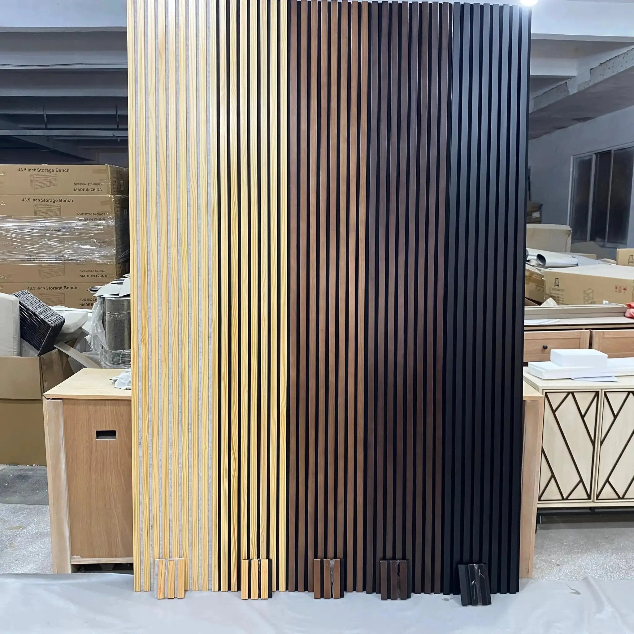 HAUSVITA acoustic solid wood slat wall panels, 2 per box, natural and dark brown finishes