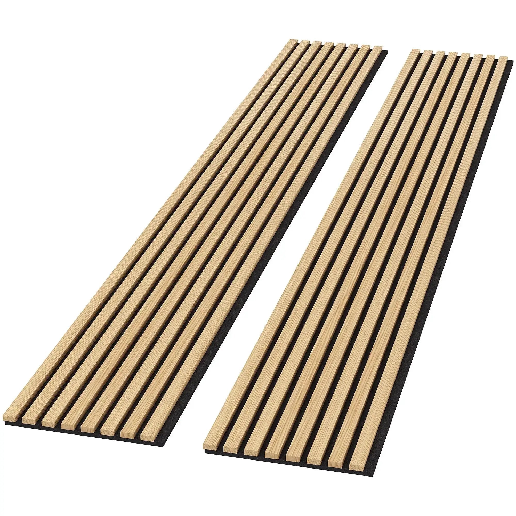 Hausvita Acoustic Solid Wood Slat Wall Panels, natural wood slats with black backing, 2 panels per box