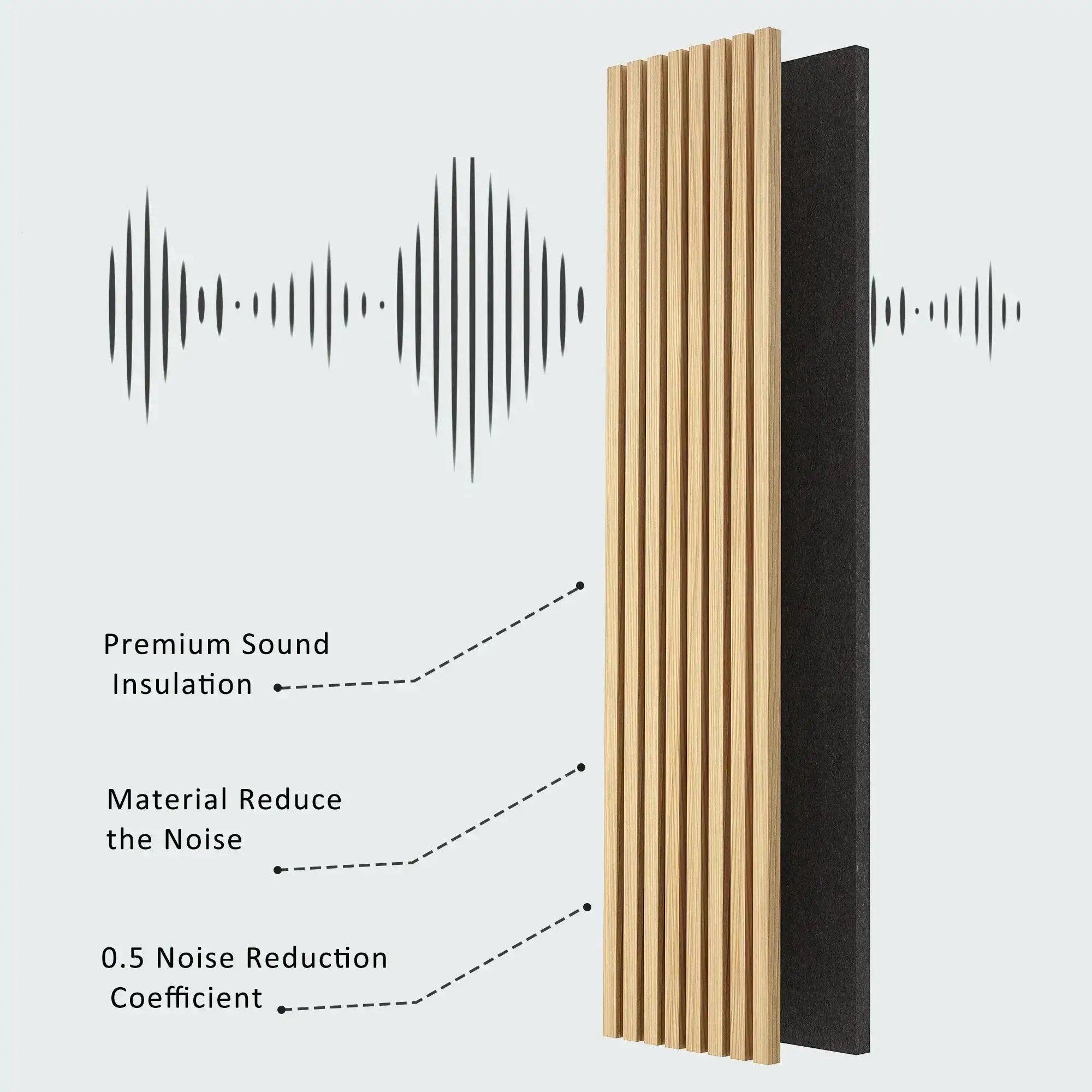 Hausvita acoustic solid wood slat wall panels, natural wood finish, 2 panels per box.