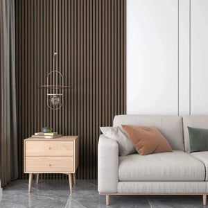 Hausvita Acoustic Solid Wood Slat Wall Panels, dark brown slats, 2 panels per box