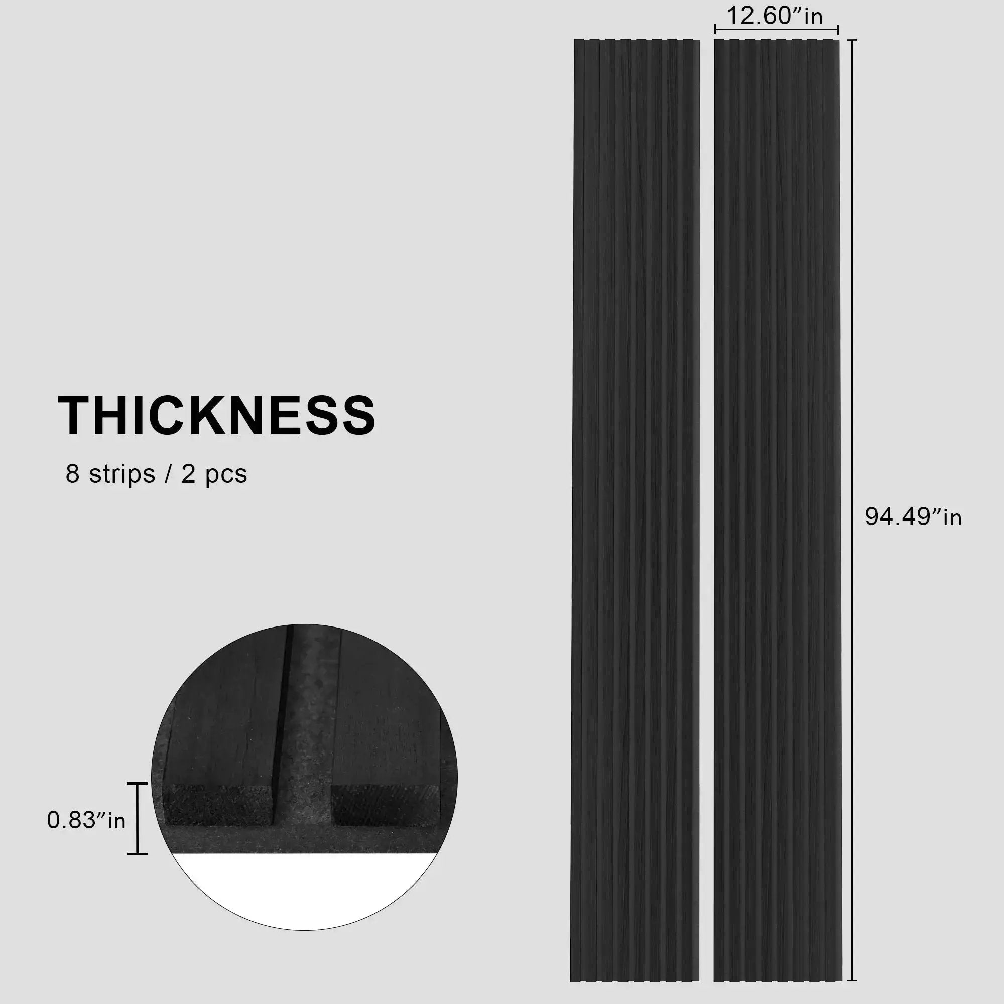 Hausvita Acoustic Solid Wood Slat Wall Panels, black finish, 2 panels per box.