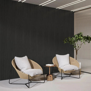 Hausvita Acoustic Solid Wood Slat Wall Panels, black finish, 2 panels per box for wall paneling