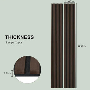 Hausvita acoustic solid wood slat wall panels, 2 panels per box, dark brown vertical slats.