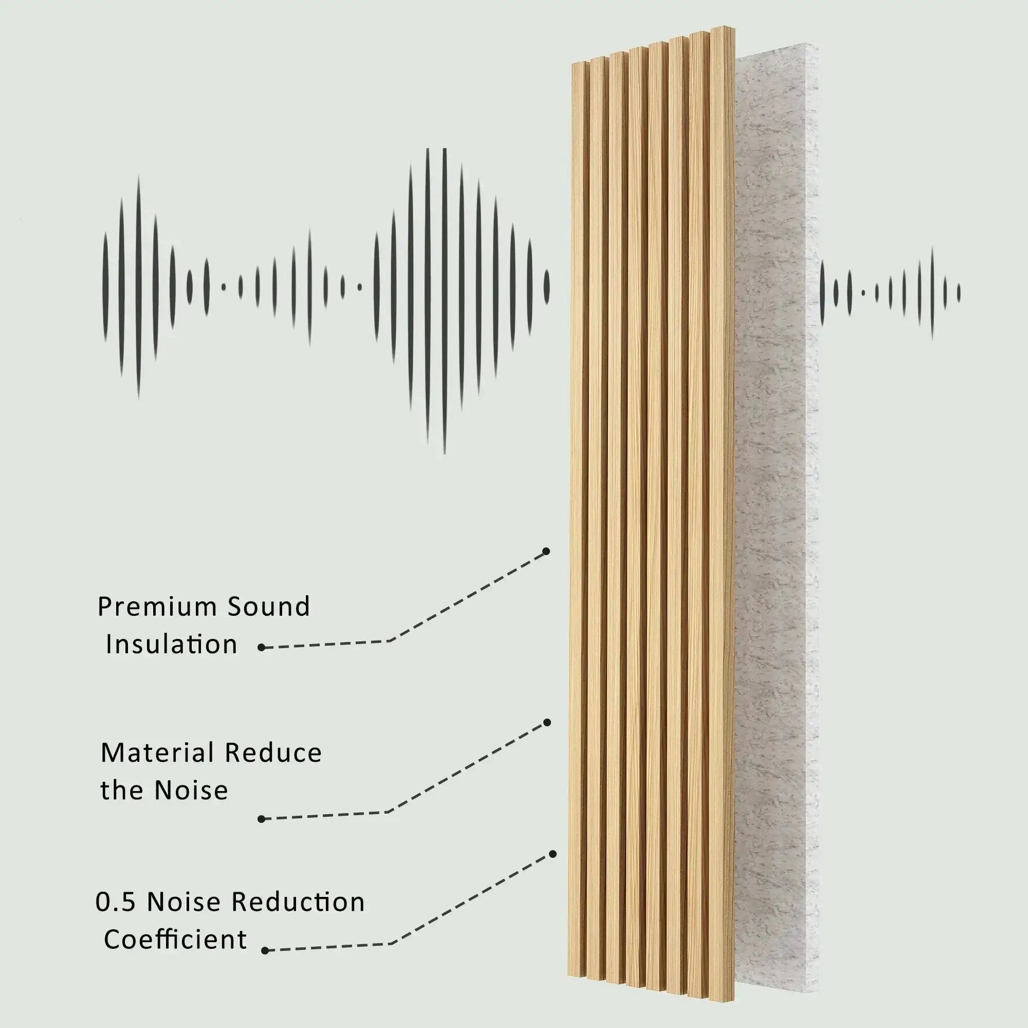 Hausvita acoustic solid wood slat wall panels, 2-panel box, natural wood slats for wall paneling