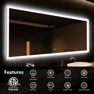 HAUSVITA Deluxe Edge Glow LED bathroom mirror with edge-lit frame on a dark wall.
