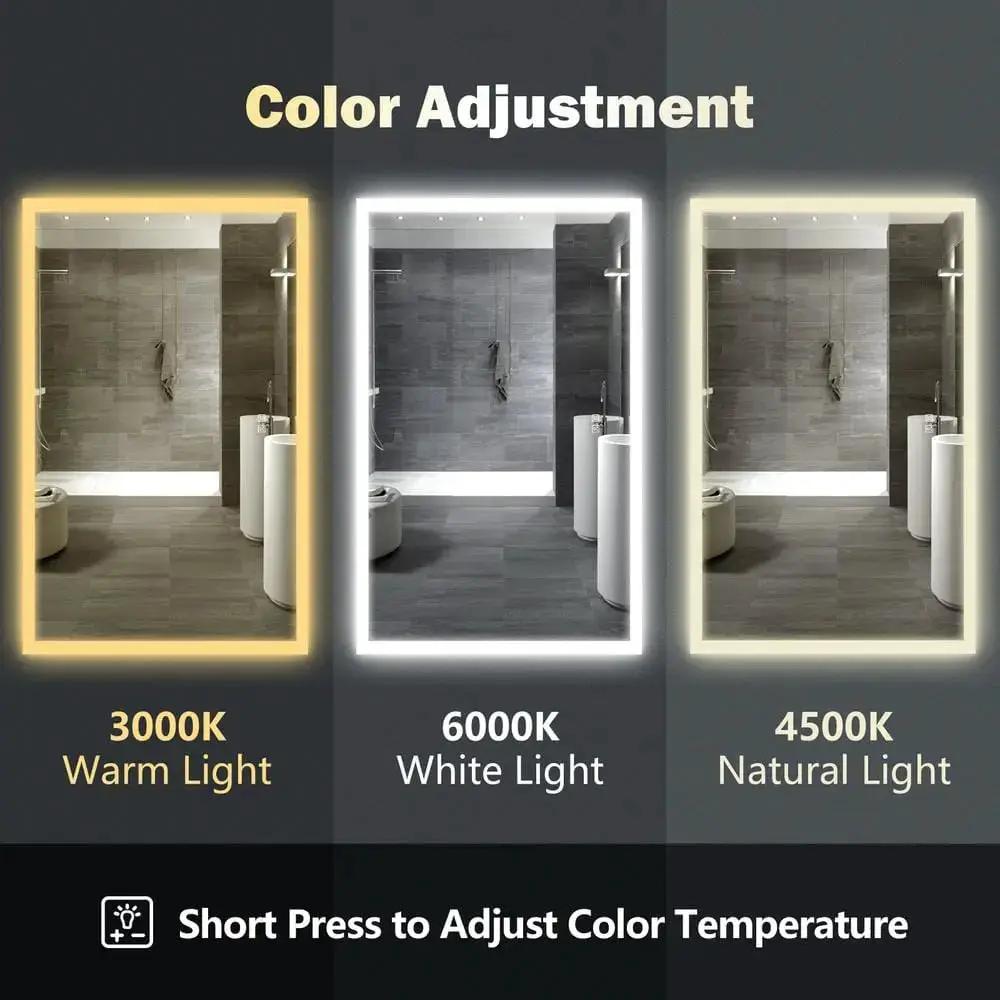 Hausvita Deluxe Edge Glow LED bathroom mirror trio; three color temperatures: 3000K warm, 6000K white, 4500K natural.