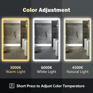 Hausvita Deluxe Edge Glow LED bathroom mirror trio; three color temperatures: 3000K warm, 6000K white, 4500K natural.