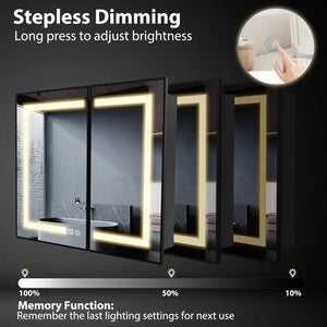 Hausvita framed recessed LED bathroom medicine cabinet set of four with backlit square mirrors