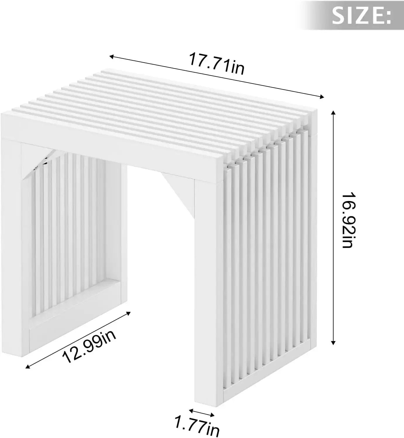 Hausvita HiKingQueens 35-inch dining bench, white indoor wood with slatted grille panels