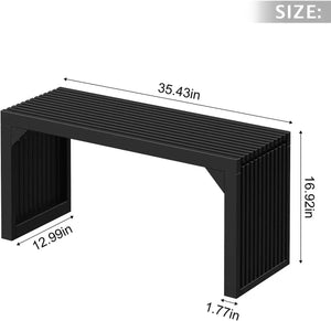 HAUSVITA HiKingQueens 35in dining bench, black wood with slatted top for indoor entryway/living/kitchen/bedroom