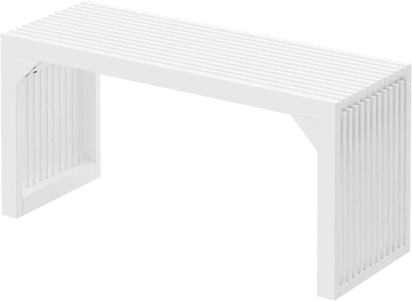 Hausvita HiKingQueens 35in dining bench, white wood with slatted sides