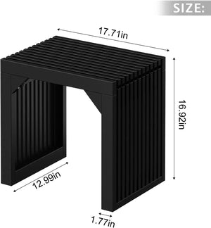 Hausvita HiKingQueens 35in dining bench, black wood with slatted grille design for indoor use.