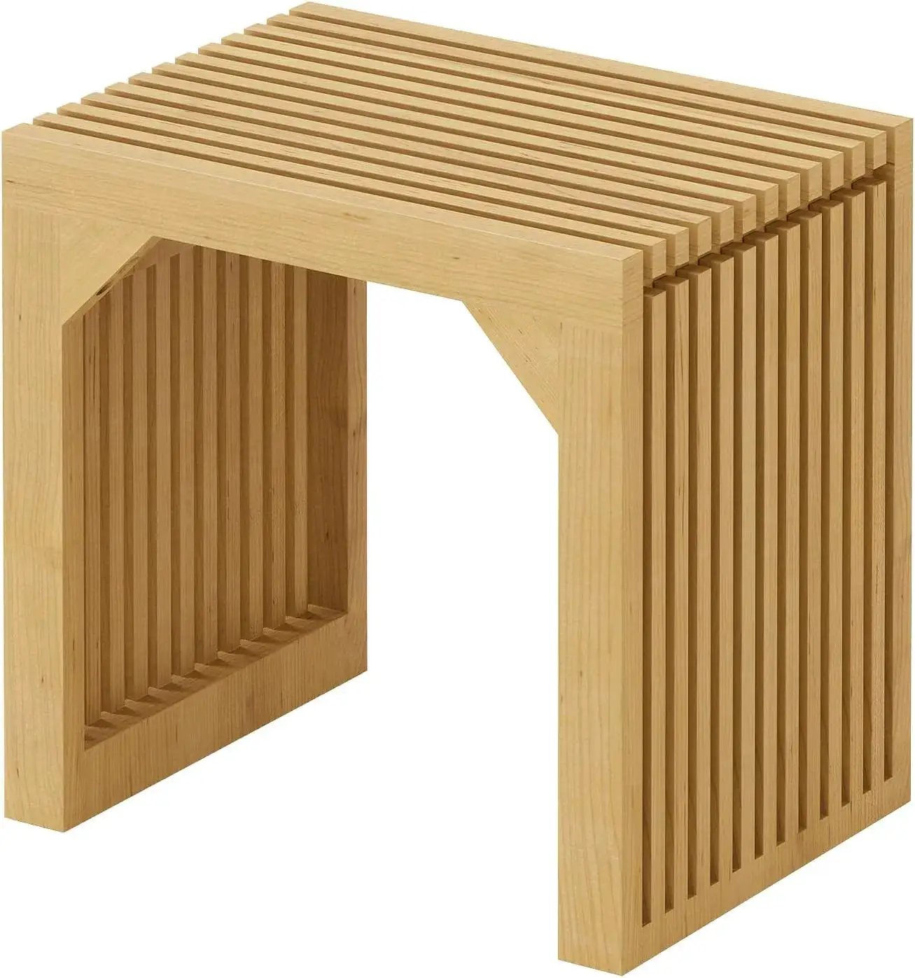 HAUSVITA 35-inch HiKingQueens dining bench in natural wood with slatted top and sides