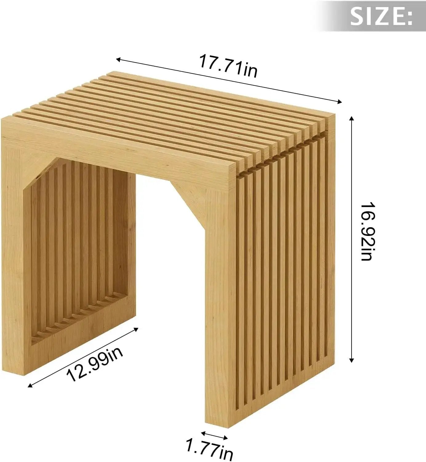 HAUSVITA 35-inch natural wood dining bench with slatted grille sides for entryway or living room