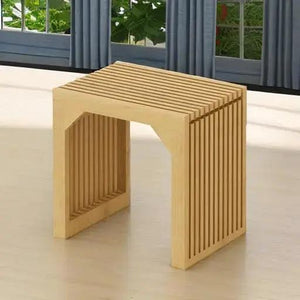 Hausvita HiKingQueens 35-inch dining bench in natural wood with slatted sides for indoor use