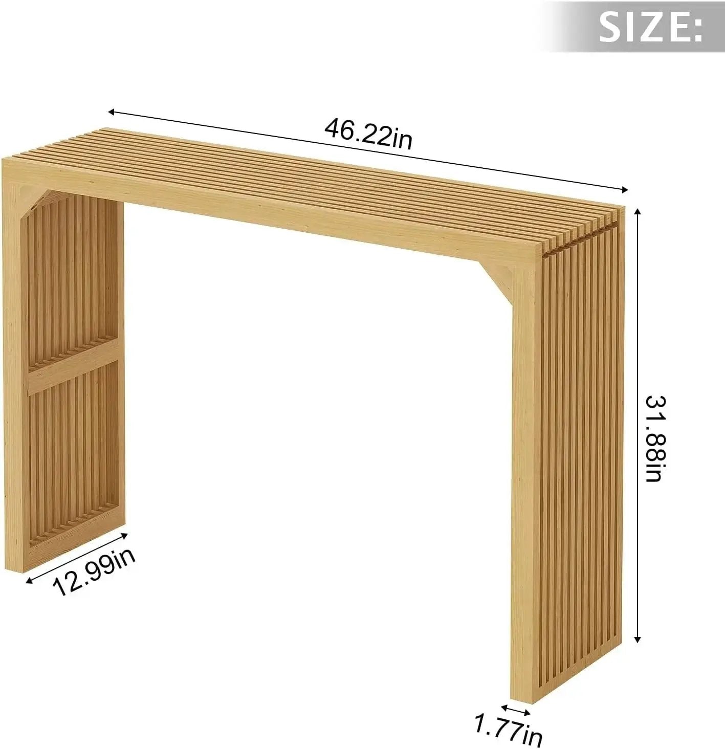Hausvita HiKingQueens 35in dining bench, natural wood slatted design for indoor entryway or living room by HAUSVITA