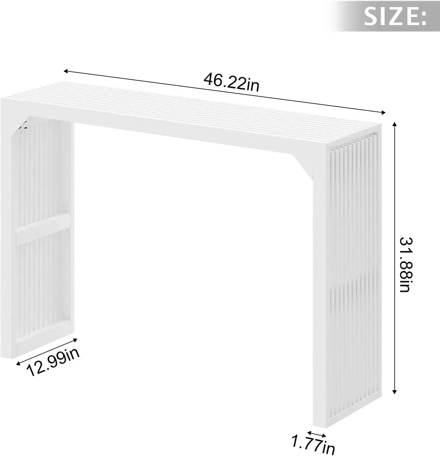 Hausvita dining bench in white wood with slatted sides, 46.22in long