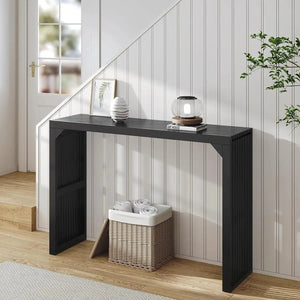 Hausvita HiKingQueens 35-inch black solid-wood dining bench with slatted top for indoor use