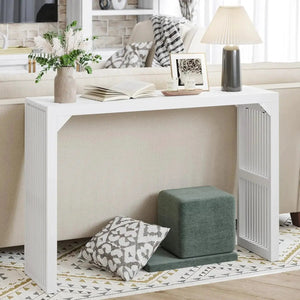 Hausvita 35-inch white wood dining bench with vertical slat sides