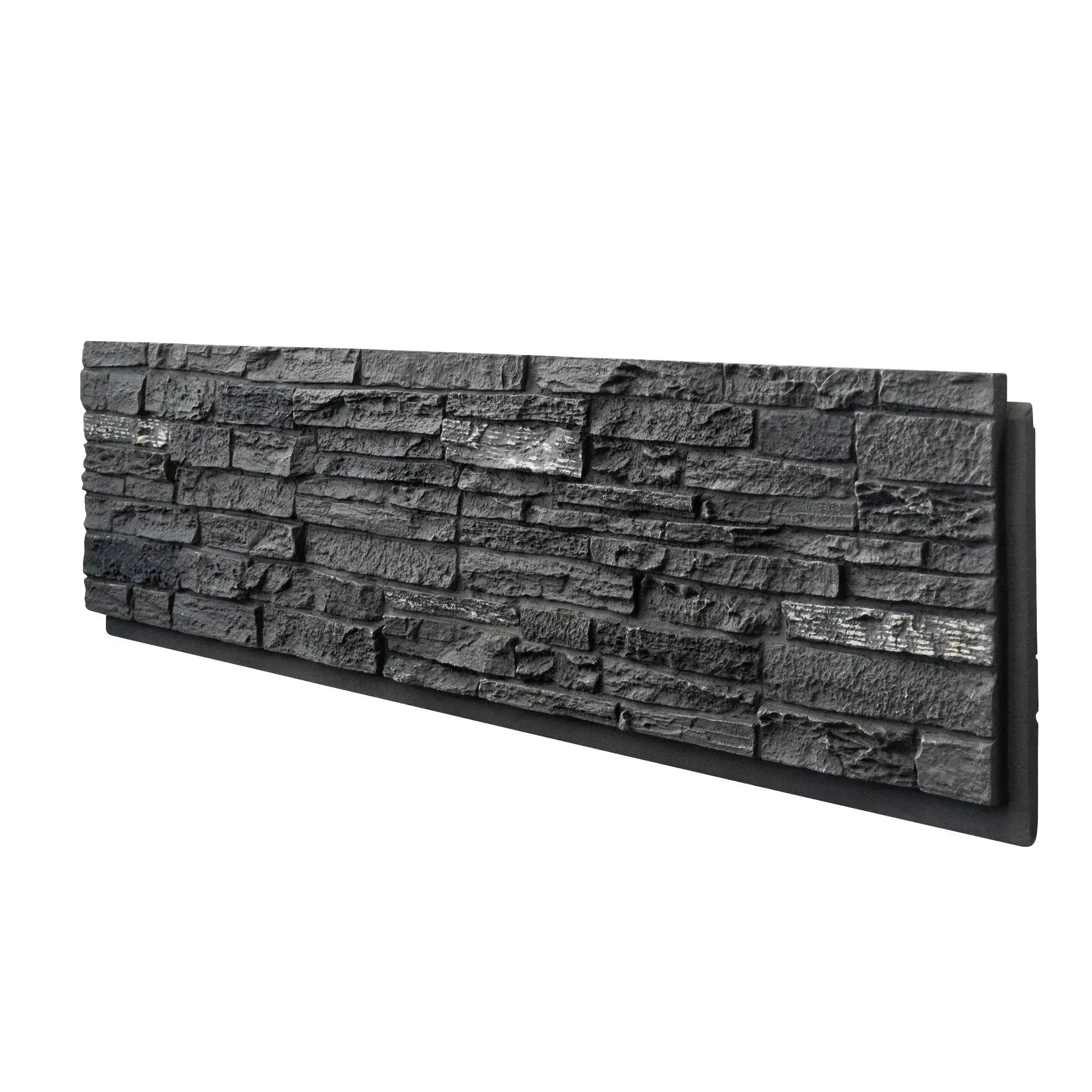 Hausvita faux stone wall siding panel, PU stone veneer in charcoal gray, 46.46x13 in