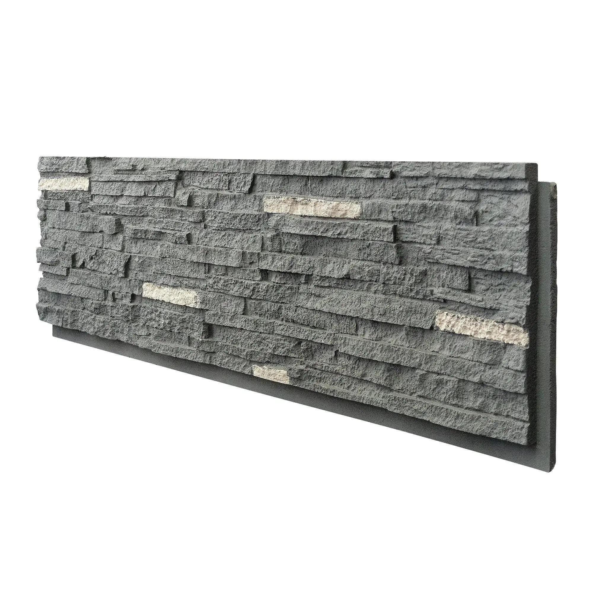 Hausvita faux stone wall siding panel, grey PU stone veneer exterior, 46.46 x 13 inches