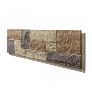 Hausvita Faux Stone Wall Siding Panel, PU stone veneer exterior, beige-brown tones, 46.46 in x 13 in, wall paneling