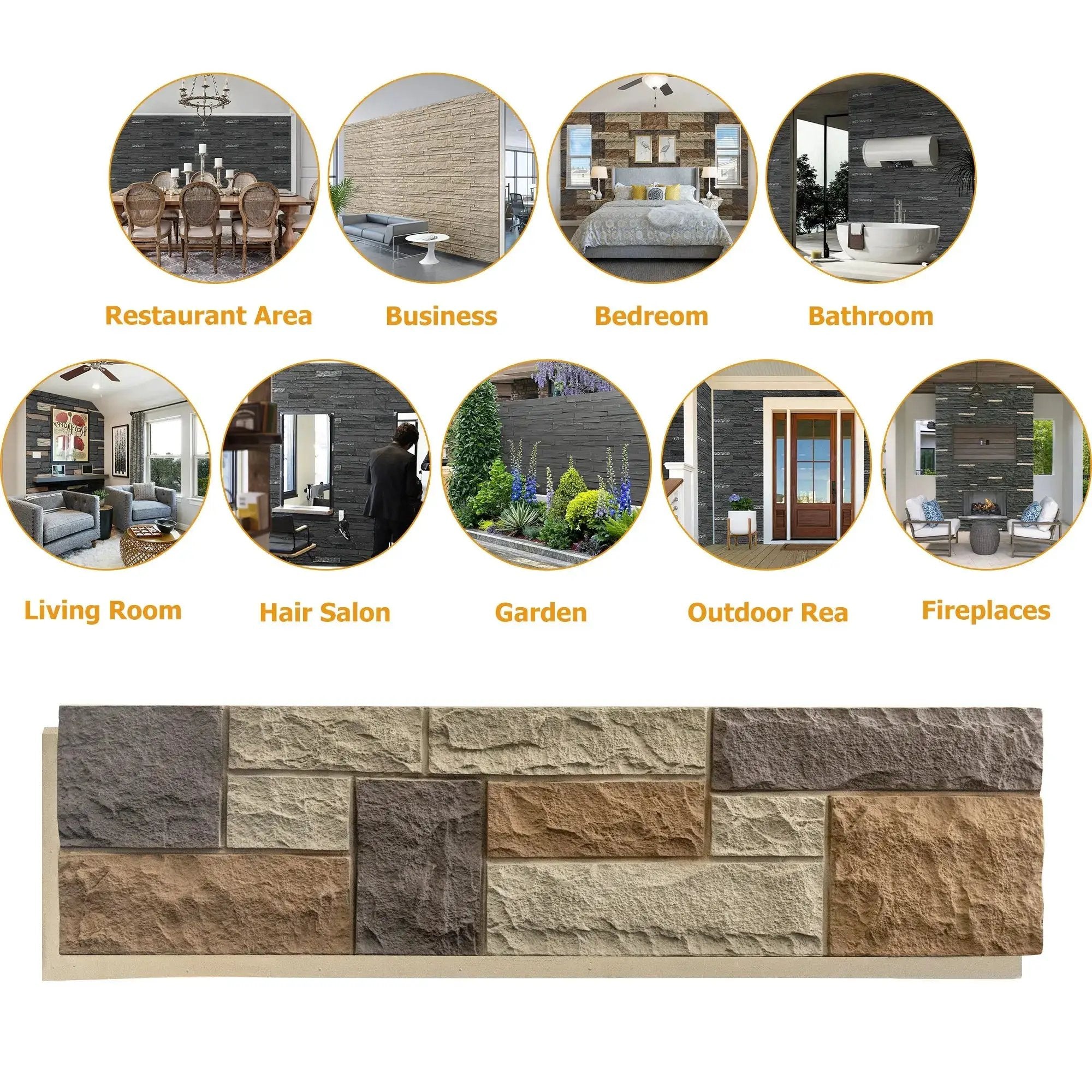 Hausvita Faux Stone Wall Siding Panel, PU stone veneer exterior in neutral earth tones, 46.46 in x 13 in