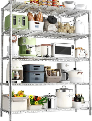 Hausvita heavy-duty chrome wire storage shelves, 4-shelf unit, 48 in L x 20 in W x 72 in H.