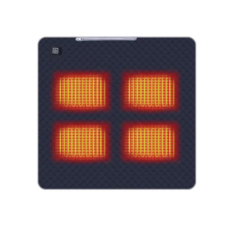 LITEGUEST heated seat cushion, dark navy quilted USB-powered portable chair pad with four heating zones.