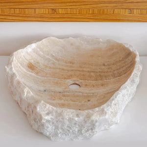 Honey Onyx stone vanity sink by Villohome, translucent rustic.