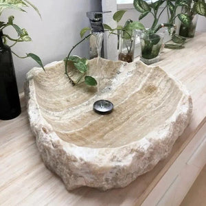 Honey Onyx stone vanity sink bowl, translucent rustic natural stone for bathroom