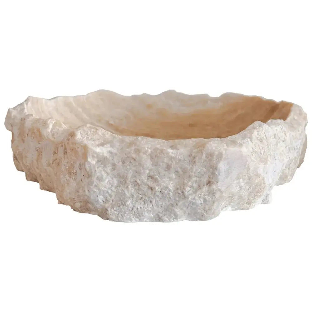 Stone sink basin in honey onyx, translucent rustic finish for bathroom vanity