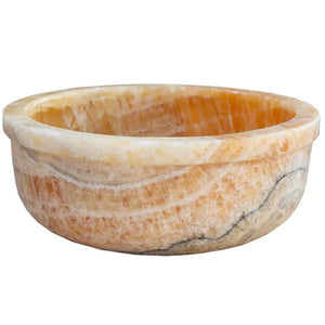 Stone sink by Villohome, honey onyx round translucent vanity basin with polished finish