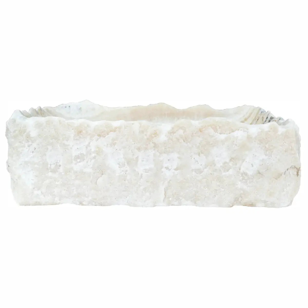 Honey Onyx rectangular above-counter vanity bathroom sink by Villohome, polished interior, hand-chiseled exterior