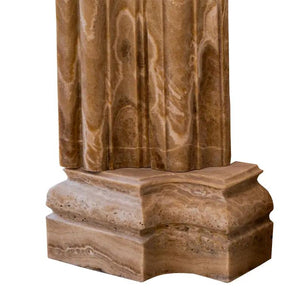 Fireplace surround made from honey onyx translucent natural stone, hand-carved in French Villa style