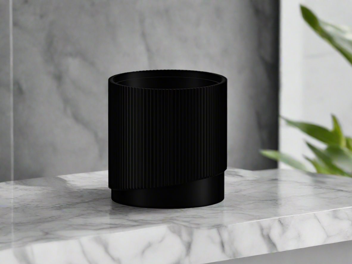 Mid-Century Ribbed Planter with Drainage and Saucer in Multiple Colors, 3D Printed Planter with Unique Modern Design, Lightweight, Wave