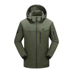 LITEGUEST 10-Zone Softshell Heated Jacket olive green with hood, chest pocket by SmartTherm OutdoorLiteGear