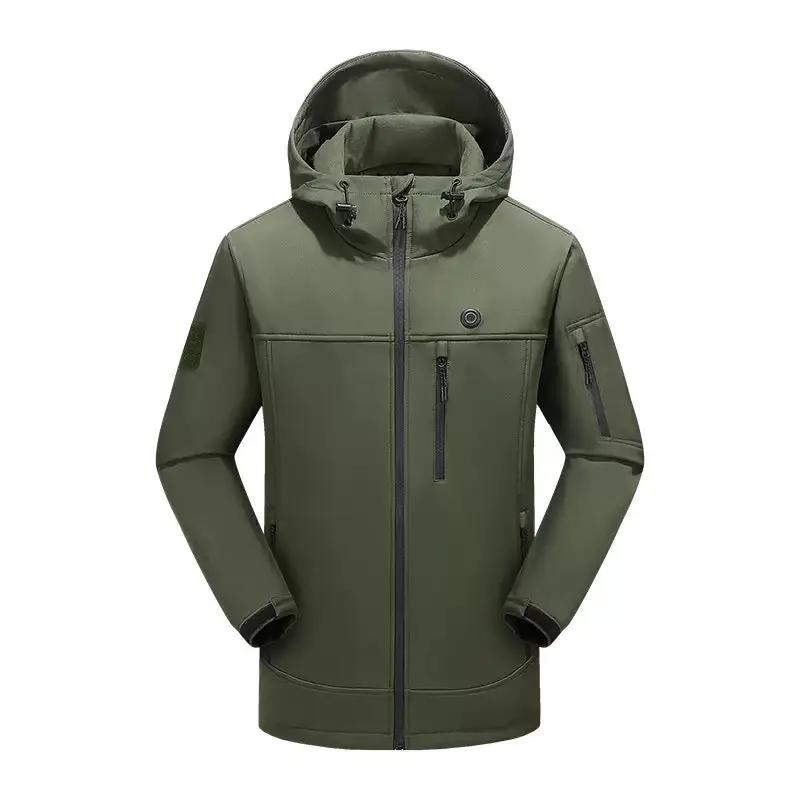 LITEGUEST 10-Zone Softshell Heated Jacket olive green with hood, chest pocket by SmartTherm OutdoorLiteGear