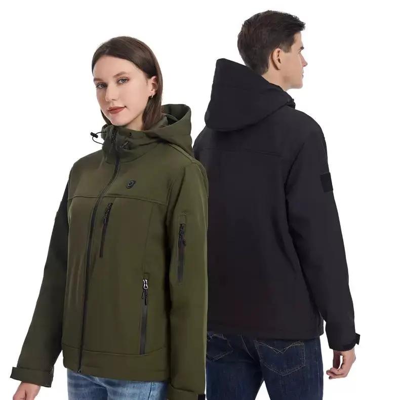 2 LITEGUEST 10-Zone Softshell Heated Jackets in green and black, USB winter jackets by SmartTherm OutdoorLiteGear Inc.
