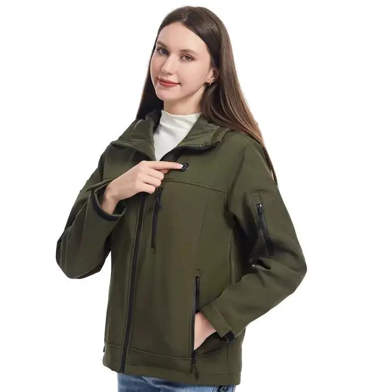 LITEGUEST 10-Zone Softshell Heated Jacket, olive green USB winter sport jacket