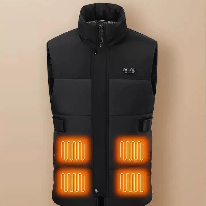 LITEGUEST 8-Zone Heated Vest, black padded vest with glowing front heat panels.