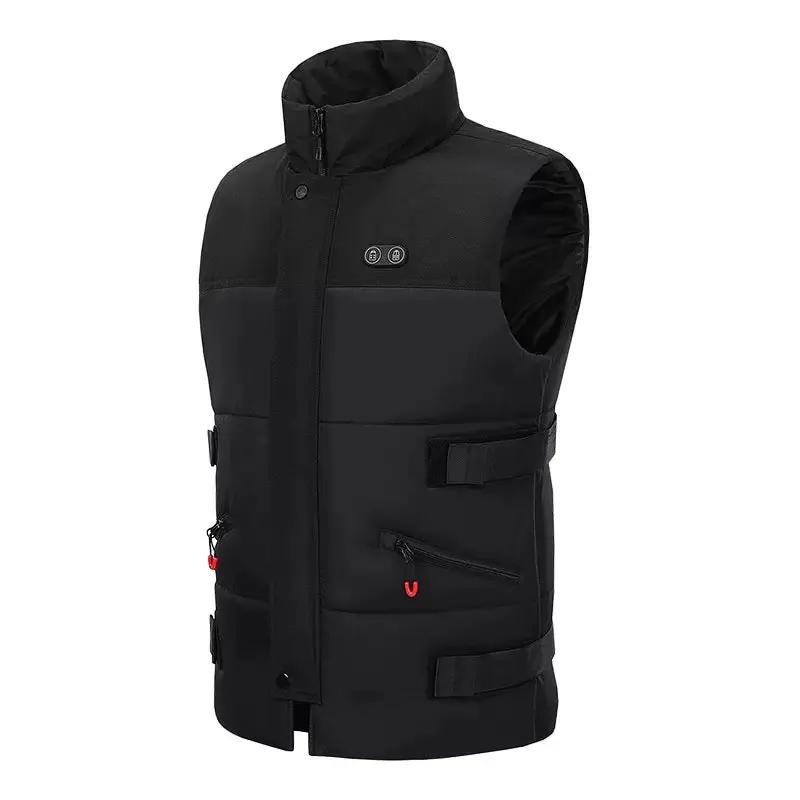 LITEGUEST 8-Zone Heated Vest in black with multiple pockets and zippers.