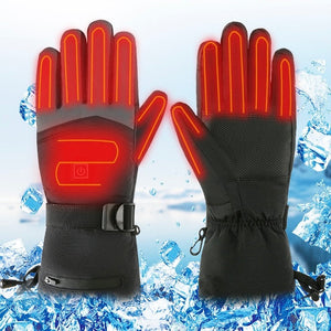 Pair of LITEGUEST Heated Gloves, USB-powered winter protection; black with red heat lines