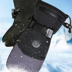 LITEGUEST heated gloves USB-powered for winter outdoor protection, black with adjustable strap.