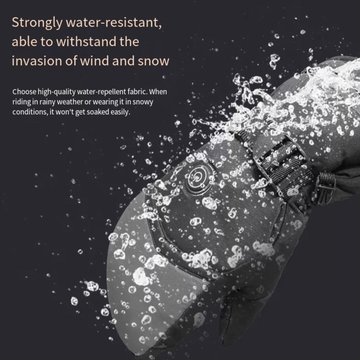 LITEGUEST Heated Gloves, black water-resistant with USB-powered heating for winter outdoor use