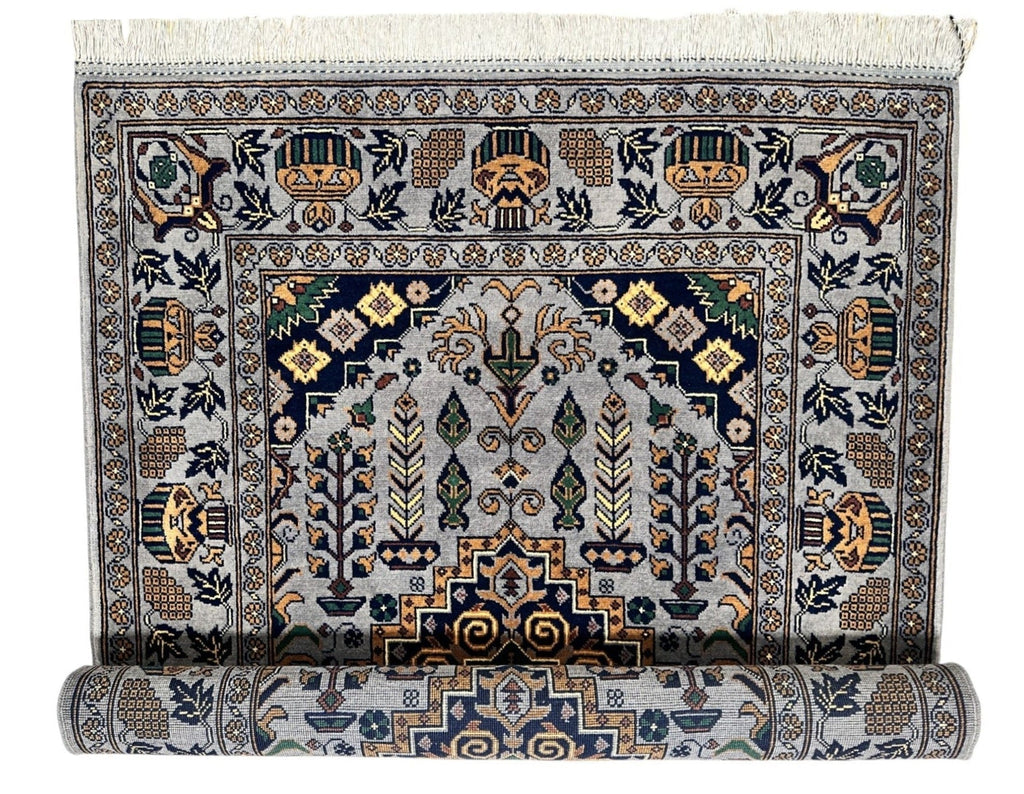 Hand-Knotted Afghani Zerkhaki Wool Rug – 3’4″  x  4’11″
