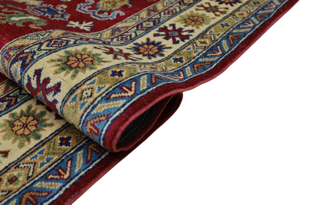 Hand-Knotted Afghani Kazak Wool Rug – 4’9″  x  6’8″
