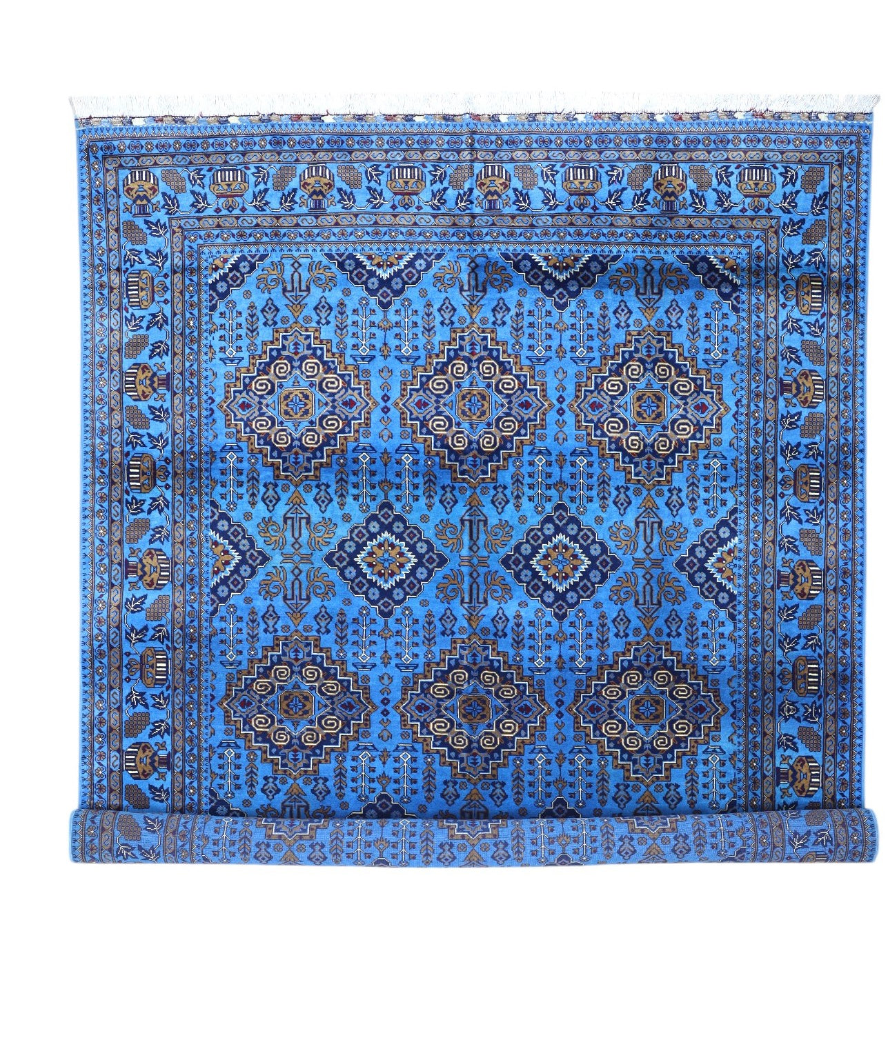 Hand-Knotted Afghani Zerkhaki Wool Rug – 6’7″  x  9’3″