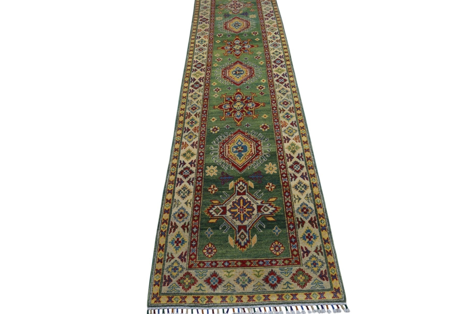Hand-Knotted Afghani Kazak Wool Rug – 2’7″  x  9’8″